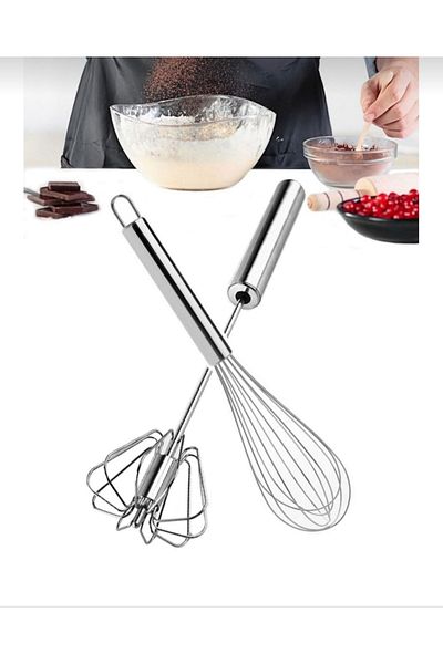 Elite Home Studio Stainless Steel Egg Sauce Beater And Automatic Push Beater Set 25 Cm