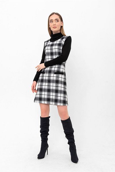 Laranor Black Standing Turtleneck Lumberjack Dress
