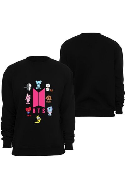 fame-stoned Суитшърт с кръгло деколте и принт Bt21 Bts Anime