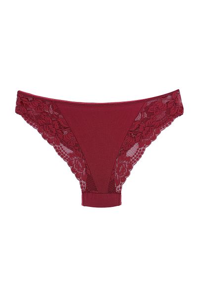 Zena Slip de damă din dantelă de bumbac burgundy