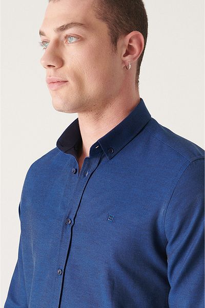 Avva Hemd - Dunkelblau - Regular Fit