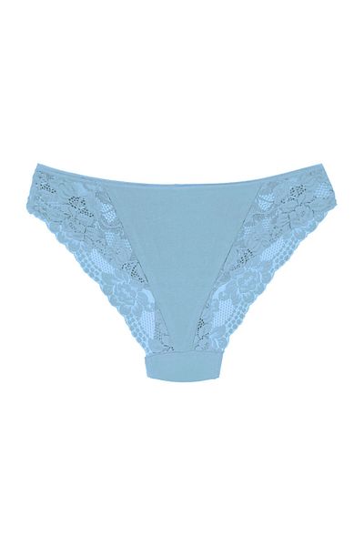 Zena Slip de damă din dantelă de bumbac albastru