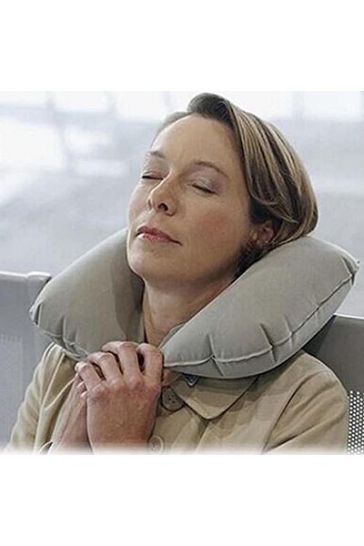 CMT Gray Inflatable Travel Neck Pillow