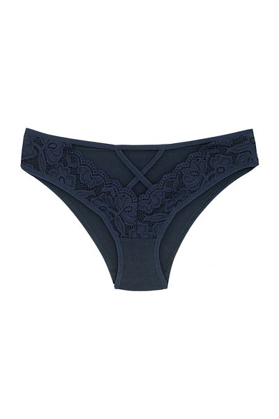 Zena Slip de damă din bumbac albastru bleumarin din dantelă și fereastră