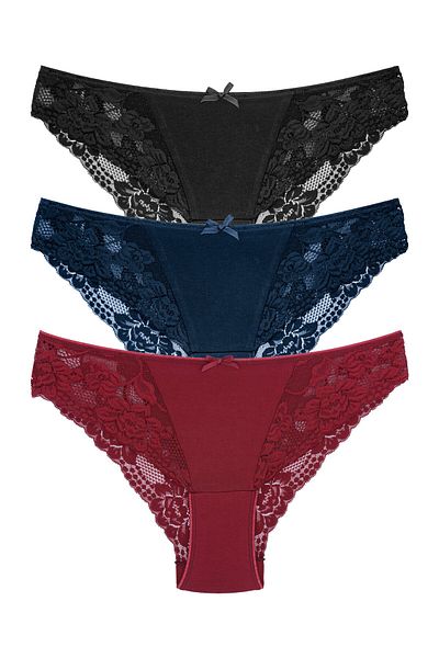 Zena 3-Piece Cotton Lace Women's Briefs