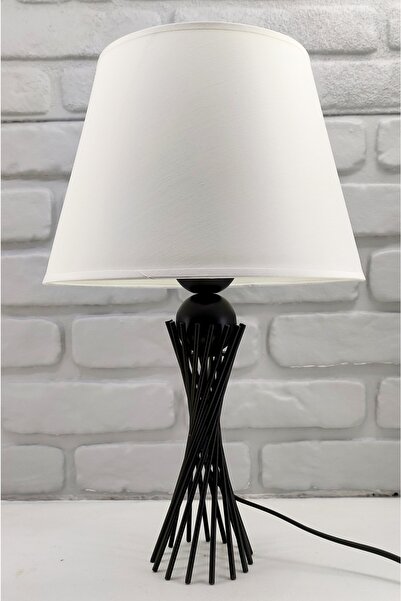 365GUNSERİSONU مصباح طاولة عاكس الضوء ذو قبعة بيضاء معدنية سوداء مزخرفة حديثة