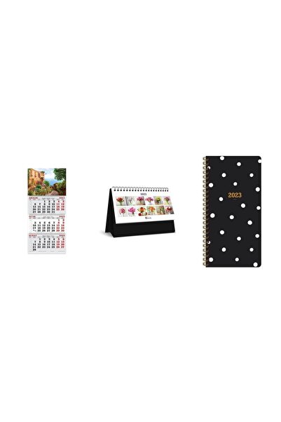 KESKİN COLOR 2023 Takvim Ve Ajanda - Çiçek Üçlü Set 1