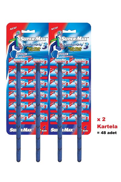 SÜPERMAX Three Razor Disposable Shaving Blades 48 Pack Chart