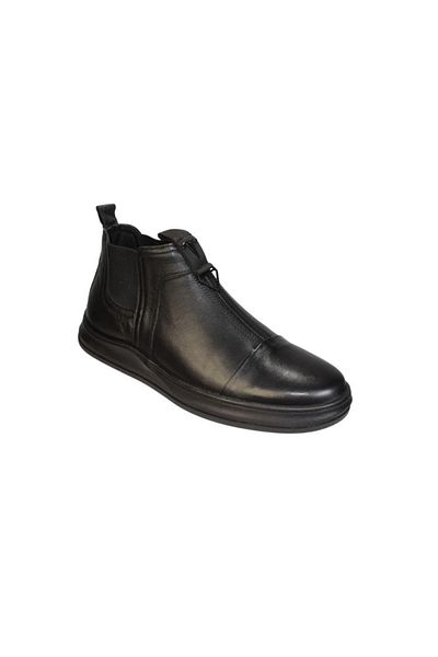 M.P. M.p Men's Black Genuine Leather Elastic Zipper Detailed Cold Resistant Boots
