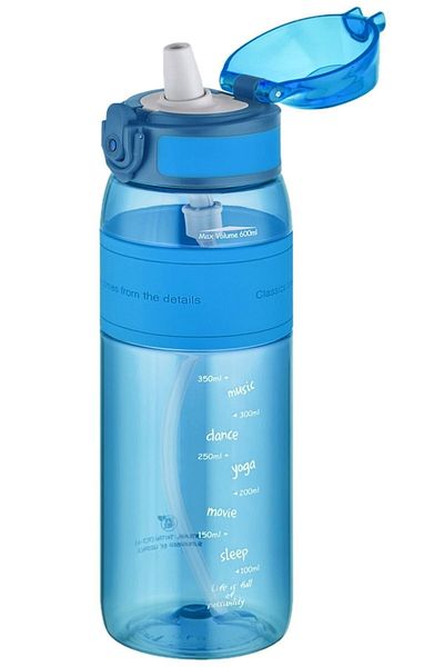 Uzspace 600ml Tritan Water Bottle with Silicone Body Straw (no bite)