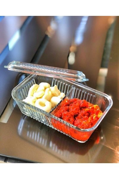 Paşabahçe 2-Piece Frigo Compartmented Butter and Jam Bowl Breakfast Storage Container