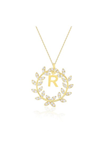 Silveranka 925 Ayar Gümüş Çelenk R Harfli Kolye