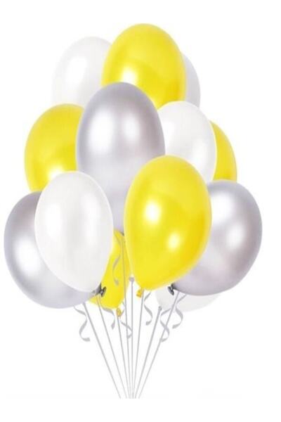 LOTUS PARTY 50 قطعة - فضي - أبيض - سلسلة بالونات صفراء