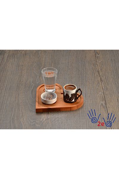 Ahşap Heart Shaped Coffee Presentation Board, Tray - Brand: Other Material: