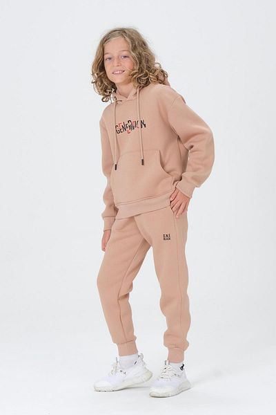 Black One Σετ φόρμας για αγόρια με 3 νήματα από ύφασμα με κουκούλα και τσέπες με στάμπα με διπλή τσέπη στο κάτω μέρος