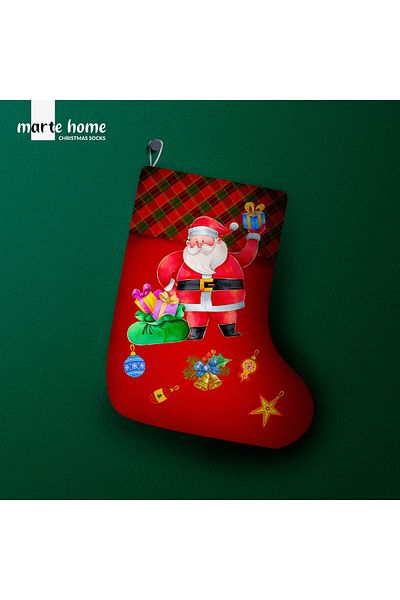 Marte Home New Year & Christmas Patterned Decorative Gift Bag Christmas Stocking