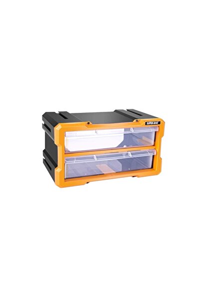 Süper Bag Tekreyonda Modüler Monoblok 2 Çekmece Seti Hobi Boncuk Vida Dübel Avadanlık Organizer Asr6012