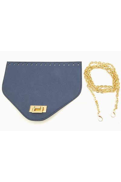 angel çanta aksesuar Σετ τσάντας με αλυσίδα Navy Blue Nubuck Suede 22,5x17 cm με κάλυμμα 120 cm