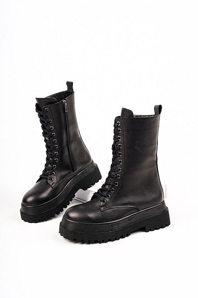 Deripabuc Genuine Leather Black Women's Leather Boots Trc-206632