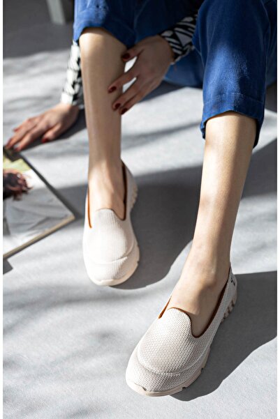 Deripabuc Beige Women's Sports Ballerina Walking Shoes Dp23-0201