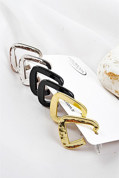 EUROMODA Specially Designed Set of 6 Earrings in Black, Gold and Silver Colors