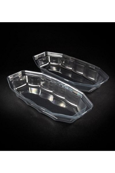 14Süs Plastic Presentation Plate - Sugar Bowl (10 Pieces) with Lid - Hard Crystal Disposable