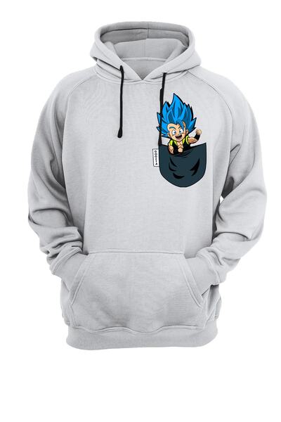 remonz Φούτερ με κουκούλα με τσέπη Dragonball Gogeta με στάμπα χωρίς φερμουάρ