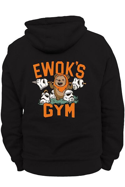 remonz Star Wars Ewok Gym με στάμπα στην πλάτη, 100% βαμβάκι, 3 κλωστές. Ανυψωμένο, Fleece Εσωτερικά, Πολύ Χοντρό Hoodie