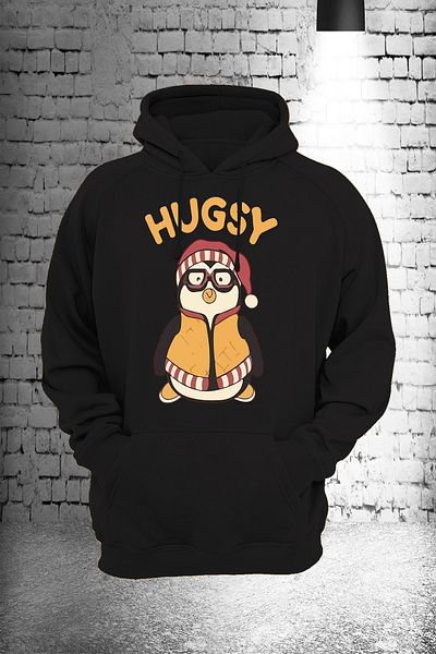 remonz Φούτερ Friends Joey Hugsy με στάμπα με 3 νήματα, χοντρό φλις μαύρο φούτερ