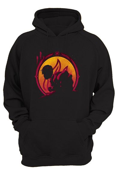 remonz Avatar Firebender μπροστά από εμπριμέ βαμβάκι, ράστερ με 3 κλωστές, φλις εσωτερικά, πολύ χοντρό κουκούλα