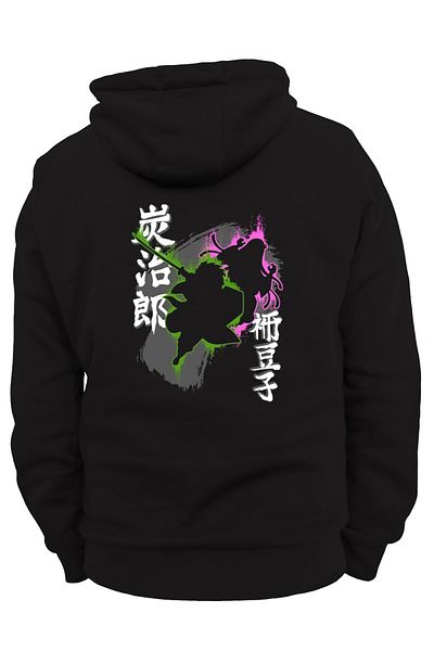 remonz Tanjiro And Nezuko με στάμπα στην πλάτη, 100% βαμβάκι, 3 κλωστές. Ανυψωμένο, Fleece Εσωτερικά, Πολύ Χοντρό Hoodie