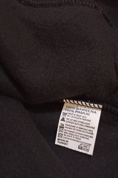 remonz Coyote Double Printed 3 Ipl. Raised 600 Gr. Black Hooded Sweatshirt with Fleece Inside