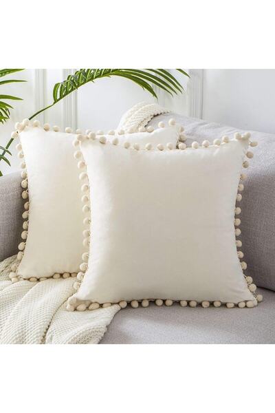 Bc Home طقم غطاء وسادة كريمي صغير مكون من 4 قطع 4 قطع 43 × 43 سم