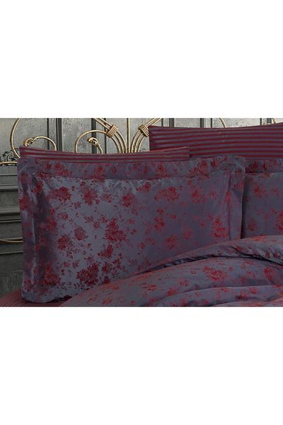 Finezza Rita Bamboo Jacquard Fabric Claret Red Double Oxford 60x80 Cm Pillow Case - 1298