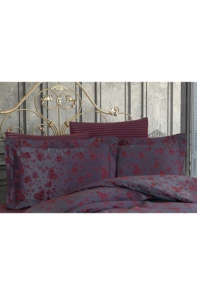 Finezza Rita Bamboo Jacquard Fabric Claret Red Double Oxford 60x80 Cm Pillow Case - 1298