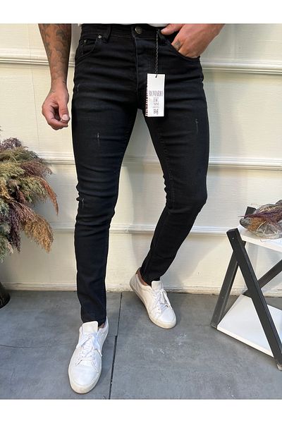 Newtime Ανδρικό τζιν Skinny Fit μαύρο με νύχια
