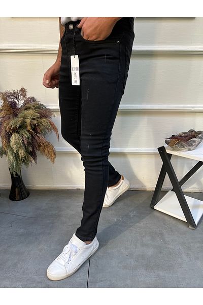Newtime Ανδρικό τζιν Skinny Fit μαύρο με νύχια