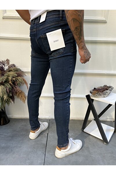 ENERJİN Erkek Jeans Skinny Fit Likralı Kahve Tintli Tırnaklı