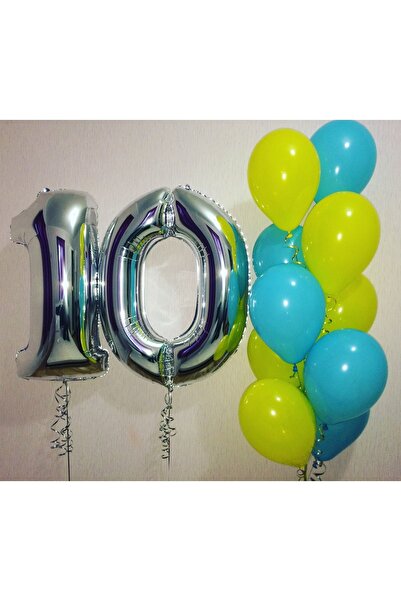 MFM مجموعة بالونات من رقائق الفضة للحفلات بعمر 10 سنوات