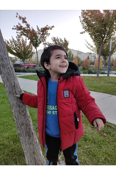 Midimod Gold 6-10 Years Old Boy's Coat with Side Pocket and Hood and Fleece Thick Inside