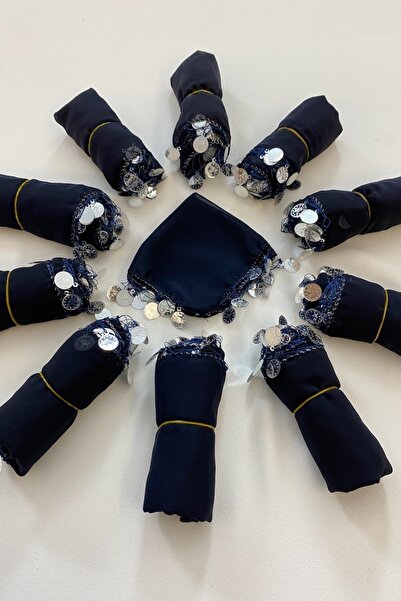 ZEYMERADE منديل شيفون أزرق كحلي للعروس والعريس، منديل هدية 10 قطع، ختان الحنا...