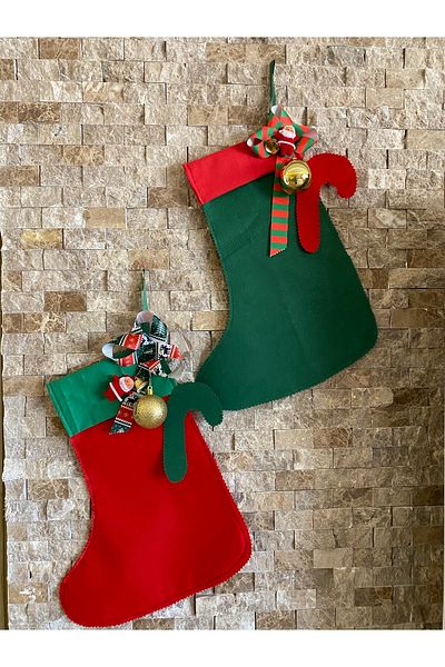 White Alamode Christmas Stocking Ornament Set of 2