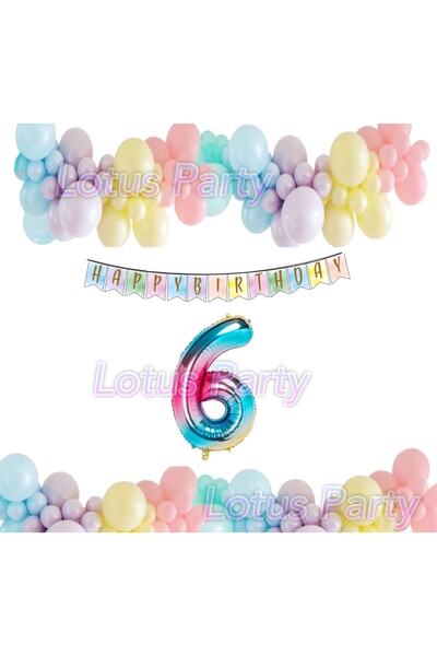 LOTUS PARTY مجموعة بالونات عيد ميلاد للأطفال بعمر 6 سنوات من Rainbow Concept،...