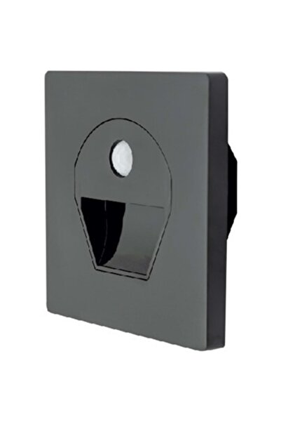 Cata 1 Watt Siyah Kasa Beyaz Işık Sensörlü Geçmeli Kasaya Uygun Koridor Armat...