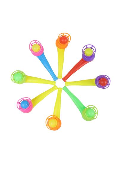 Toyaş 4 Adet Oyuncak Saksafon Popit Pipet Top Üfleme Oyunu Hediyelik Parti Eğ...