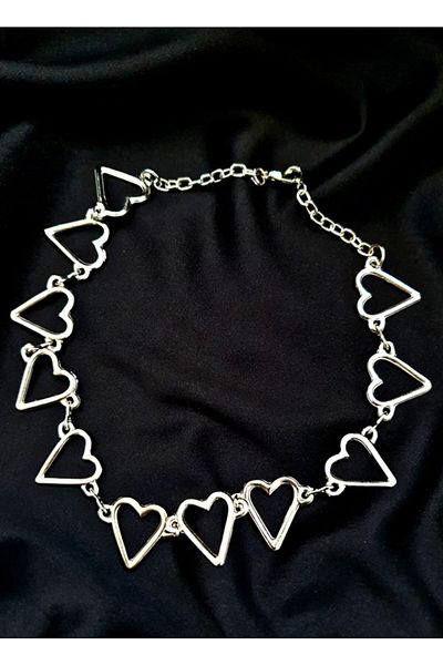 Touz Y2K Gothic Heart Metal Chain Choker Necklace