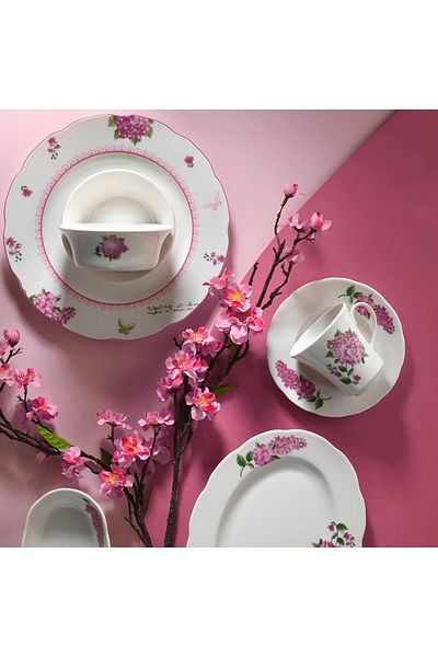 Kütahya Porselen Bone Olympos 28 Piece 9829 Pattern Breakfast Set