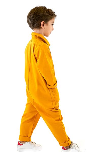 Catz Kids Jumpsuit with Mustard Gabardine Collar and 2 Pockets