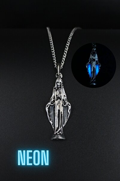 Dukkanka Neon Meryem Ana Karanlıkta Parlayan Fosforlu Zincir Kolye