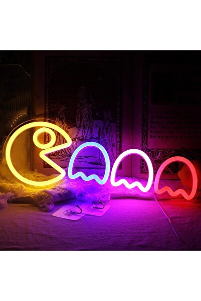 dekoraven Pacman Neon Tabela Neon Yazı Dekoratif Aydınlatma Ve Gece Lambası
